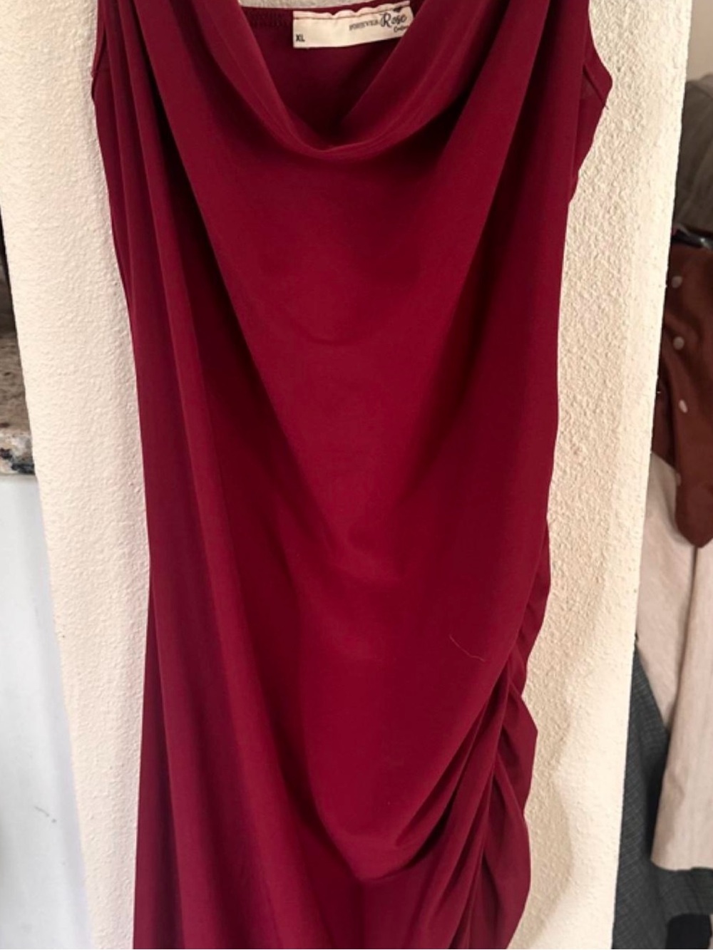 Cowl Neck Burgundy Women’s Dress